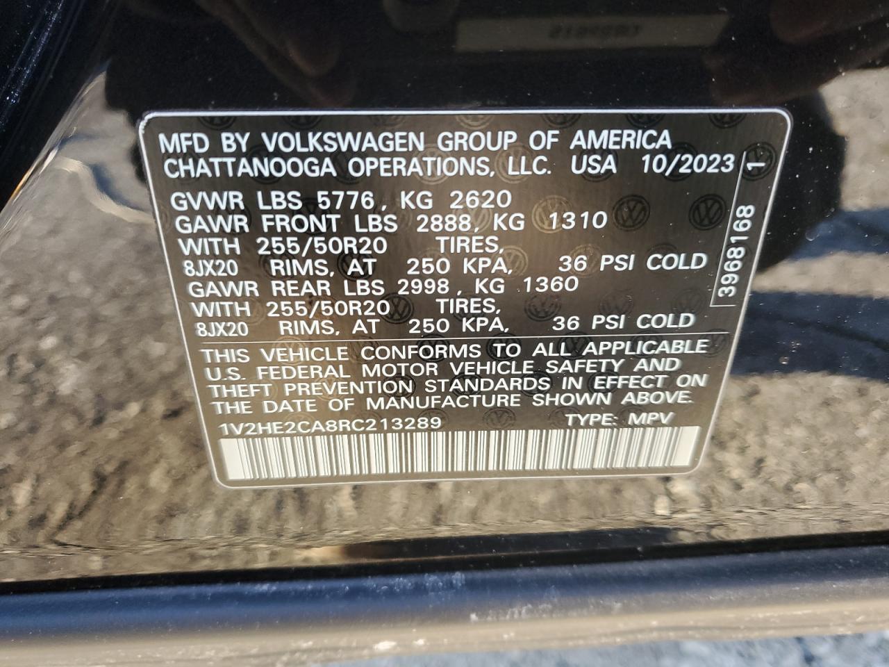 2024 VOLKSWAGEN ATLAS CROSS SPORT SE VIN:1V2HE2CA8RC213289