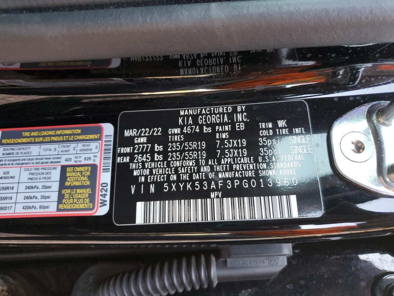 2023 KIA SPORTAGE SX PRESTIGE VIN:5XYK53AF3PG013960