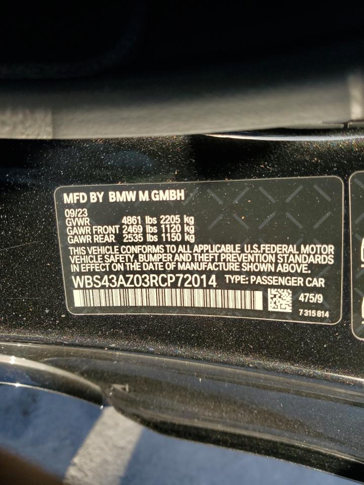 2024 BMW M4 COMPETITION VIN:WBS43AZ03RCP72014