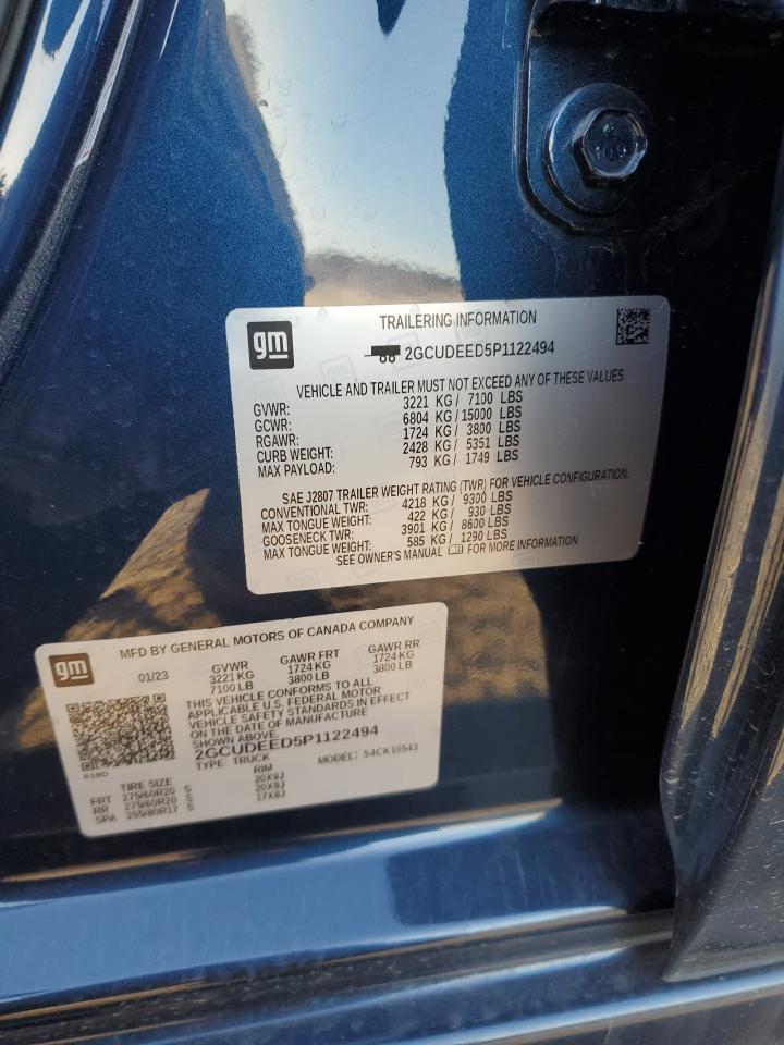 2023 CHEVROLET SILVERADO K1500 RST VIN:2GCUDEED5P1122494