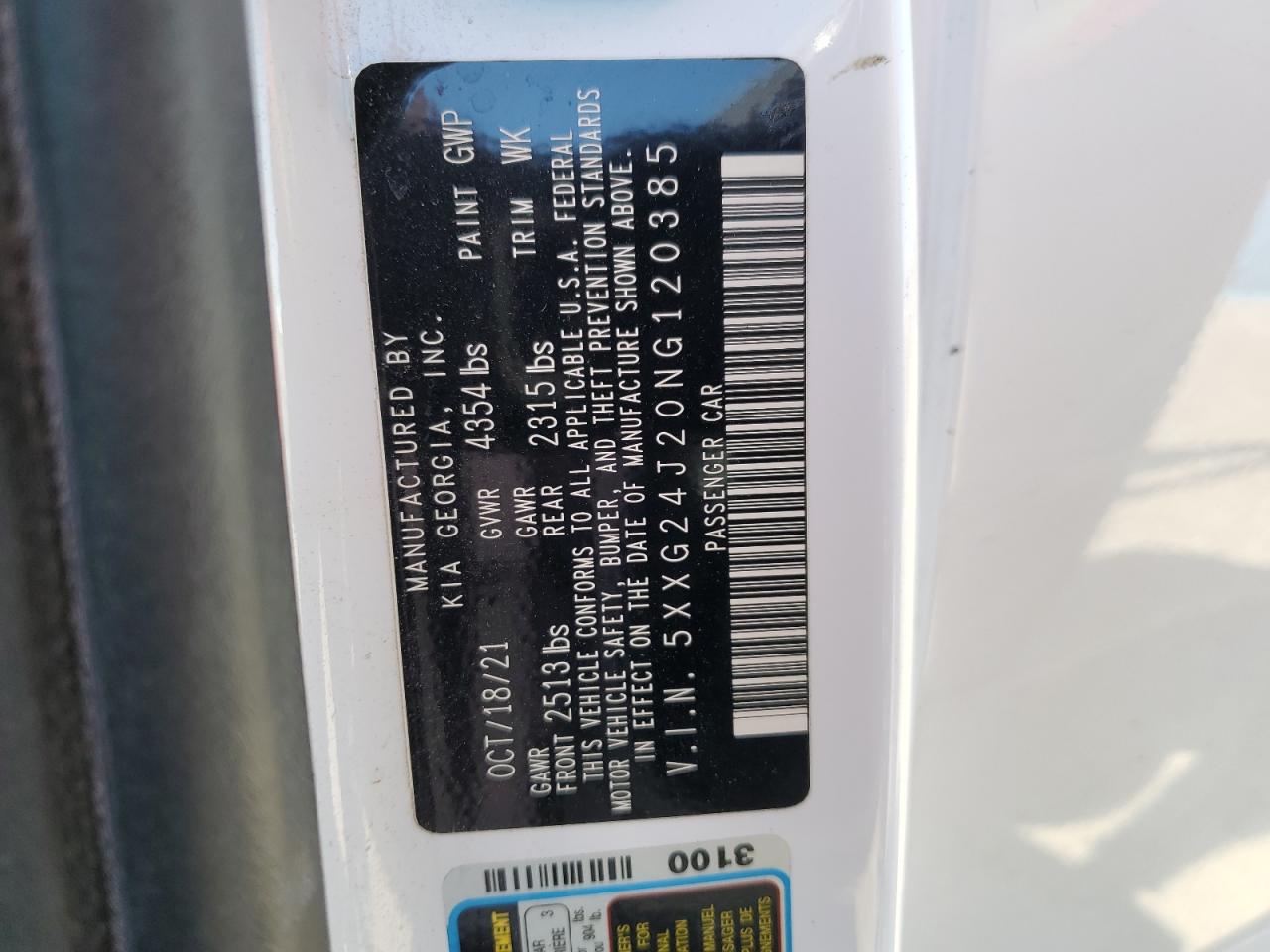 2022 KIA K5 LX VIN:5XXG24J20NG120385