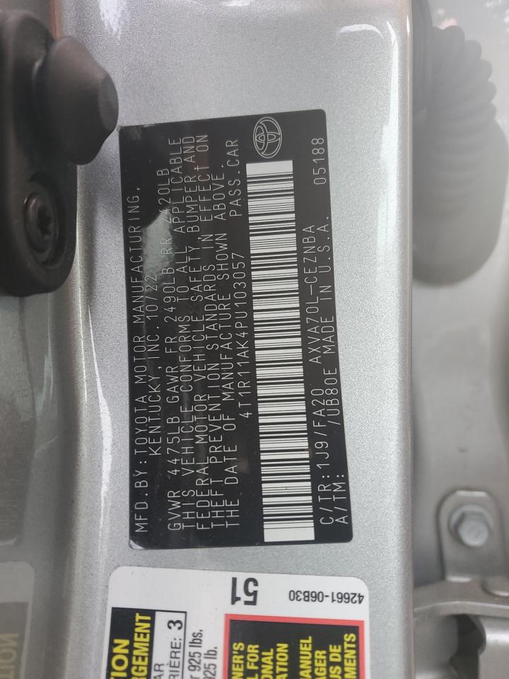 2023 TOYOTA CAMRY LE VIN:4T1R11AK4PU103057