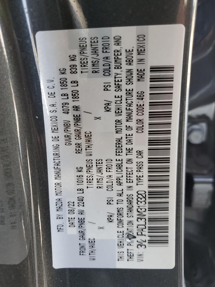 2022 MAZDA 3 PREMIUM VIN:3MZBPADL3NM313320
