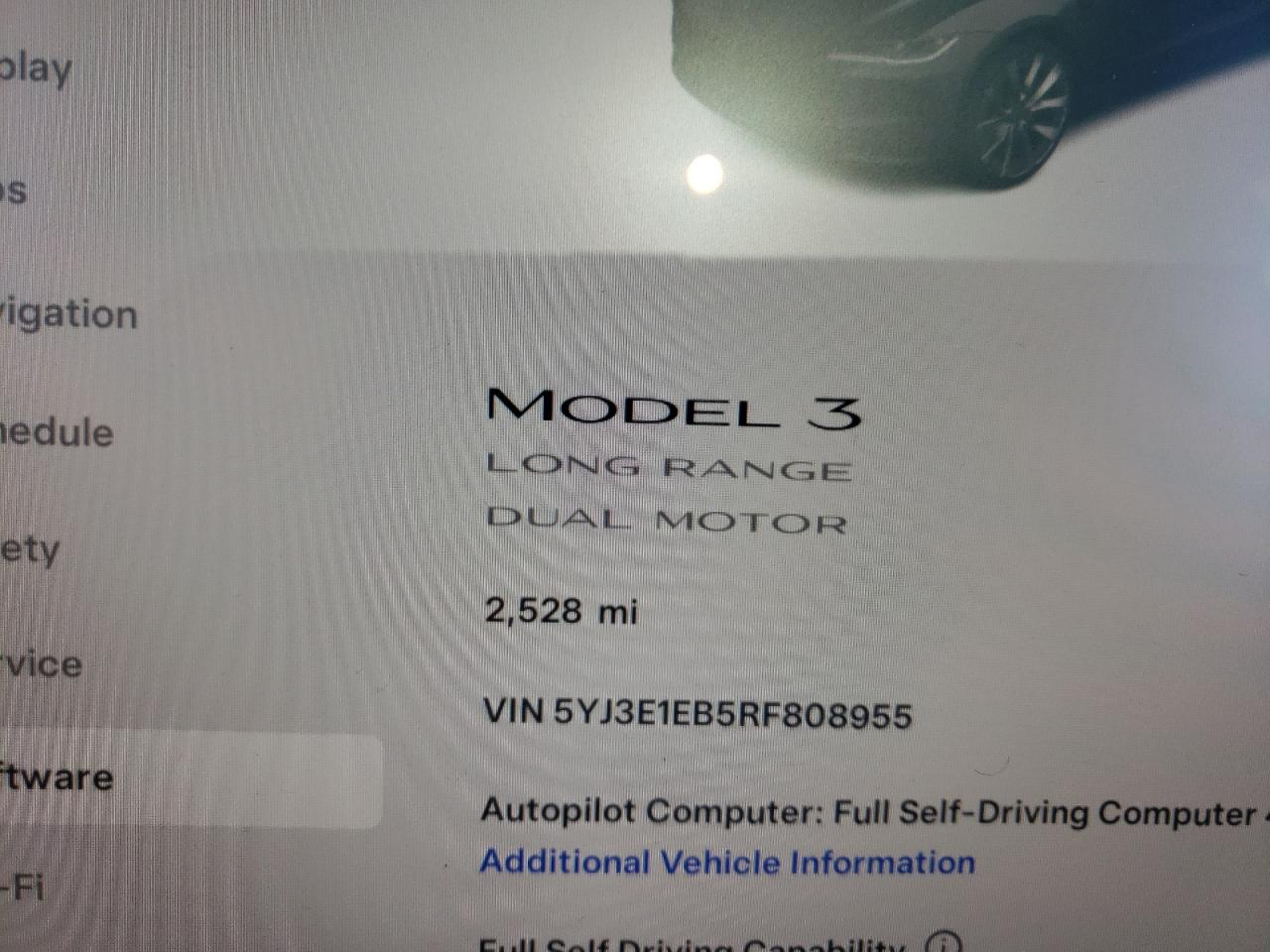 2024 TESLA MODEL 3  VIN:5YJ3E1EB5RF808955