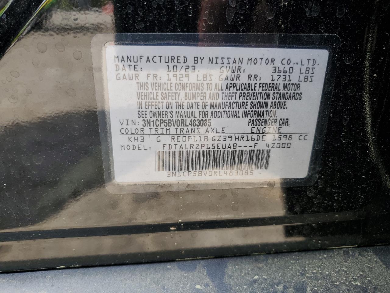 2024 NISSAN KICKS S VIN:3N1CP5BV0RL483085