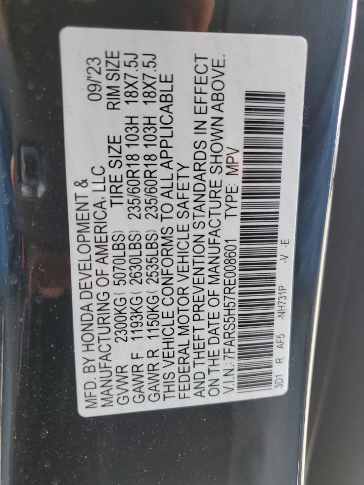 2024 HONDA CR-V SPORT VIN:7FARS5H57RE008601