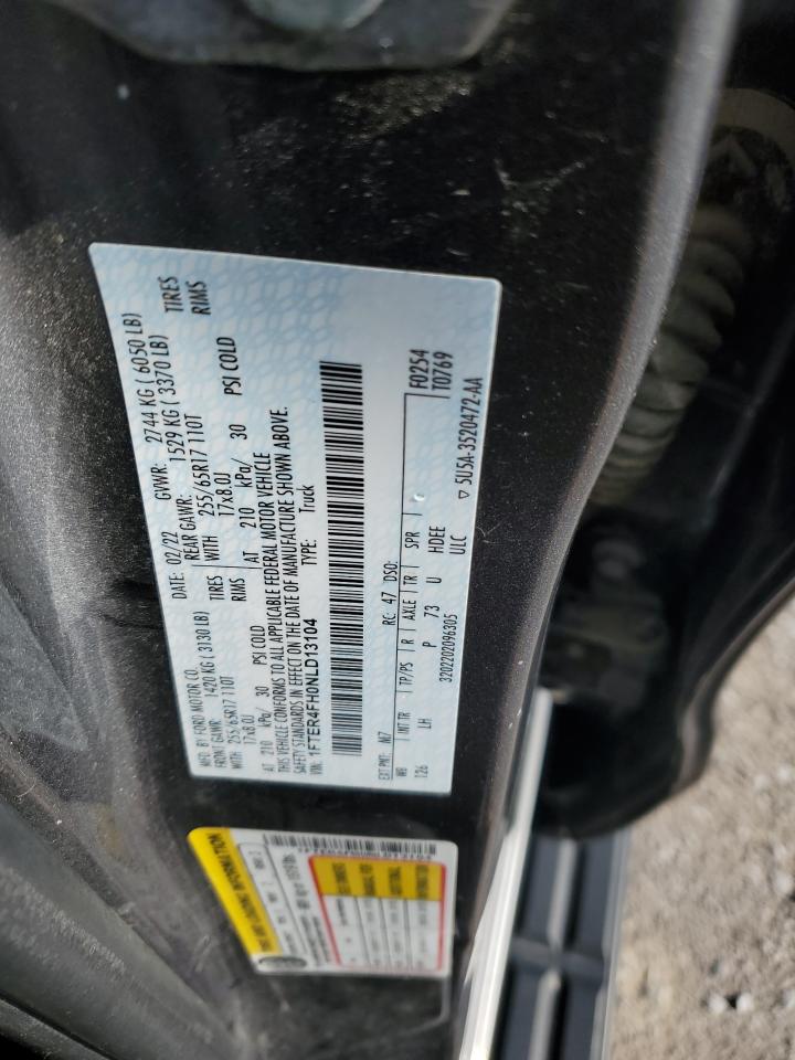 2022 FORD RANGER XL VIN:1FTER4FH0NLD13104