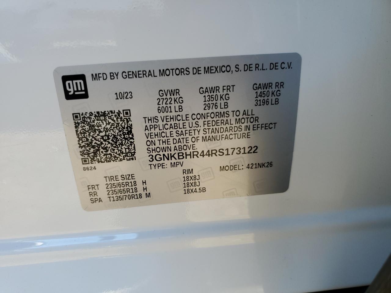 2023 CHEVROLET BLAZER 2LT VIN:3GNKBHR44RS173122