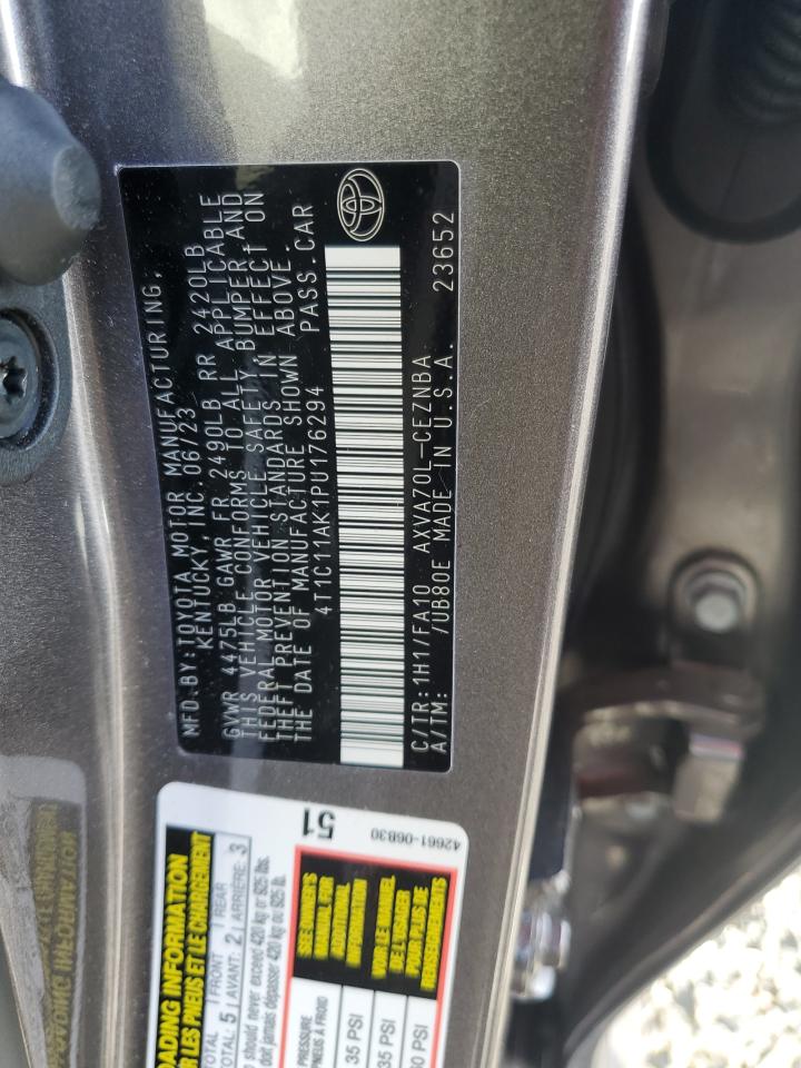 2023 TOYOTA CAMRY LE VIN:4T1C11AK1PU176294