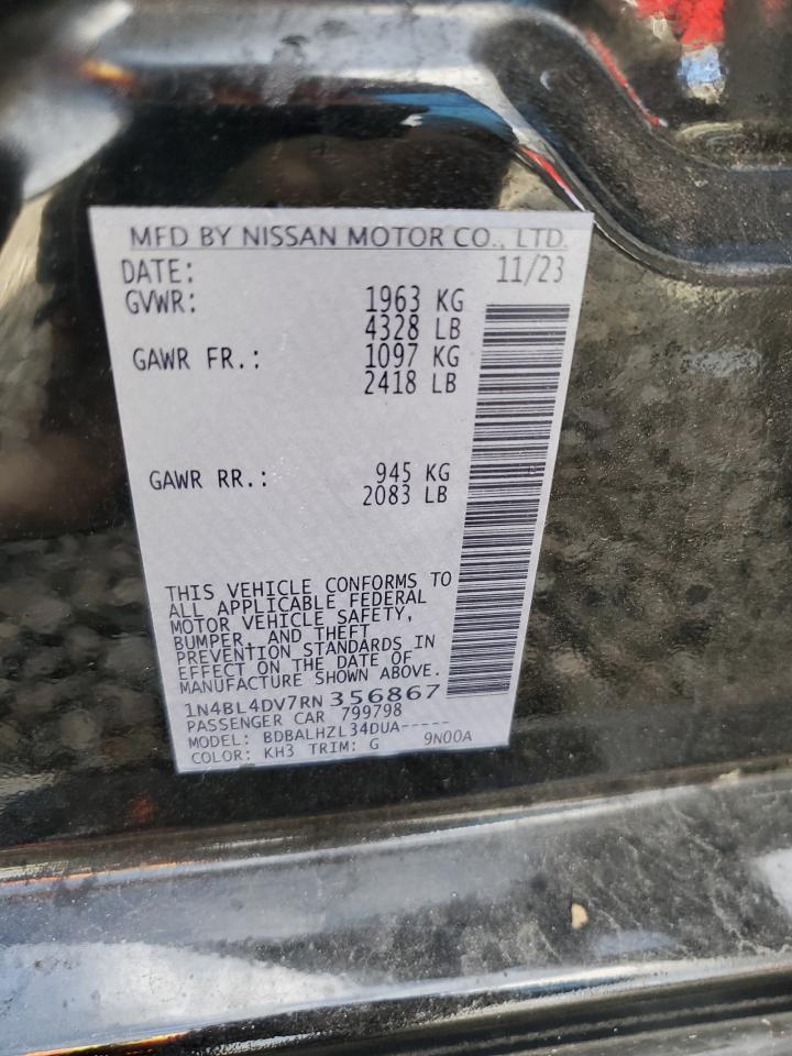 2024 NISSAN ALTIMA SV VIN:1N4BL4DV7RN356867