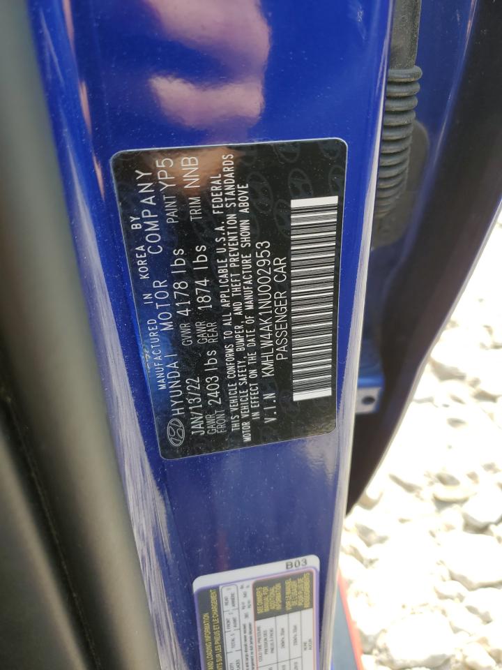 2022 HYUNDAI ELANTRA N  VIN:KMHLW4AK1NU002953