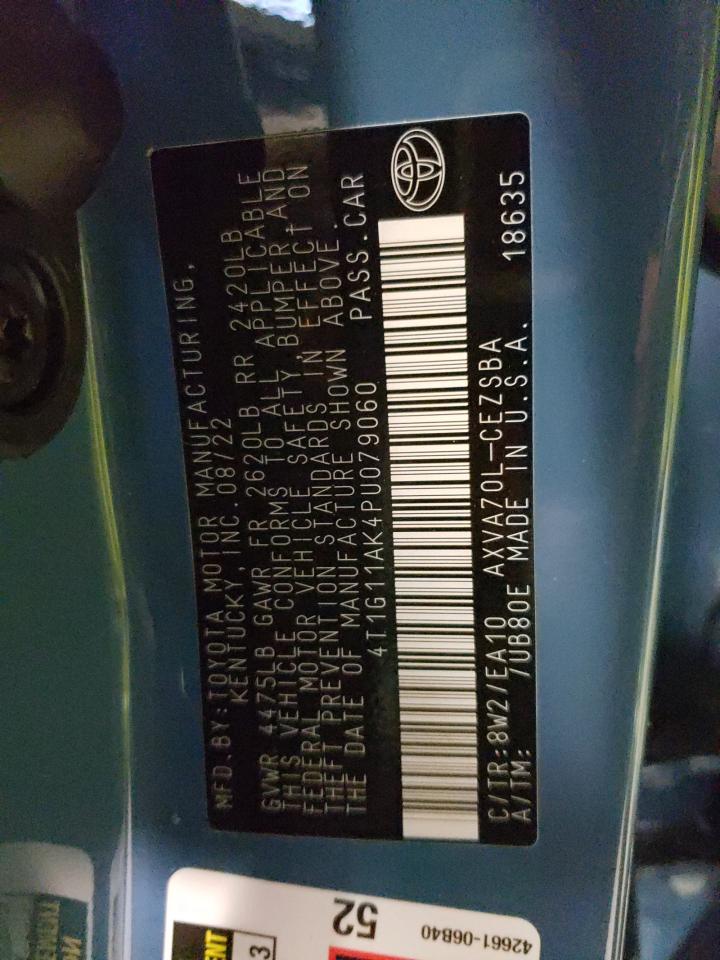 2023 TOYOTA CAMRY SE NIGHT SHADE VIN:4T1G11AK4PU079060