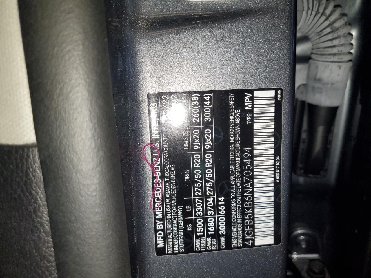 2022 MERCEDES-BENZ GLE 450 4MATIC VIN:4JGFB5KB6NA705494