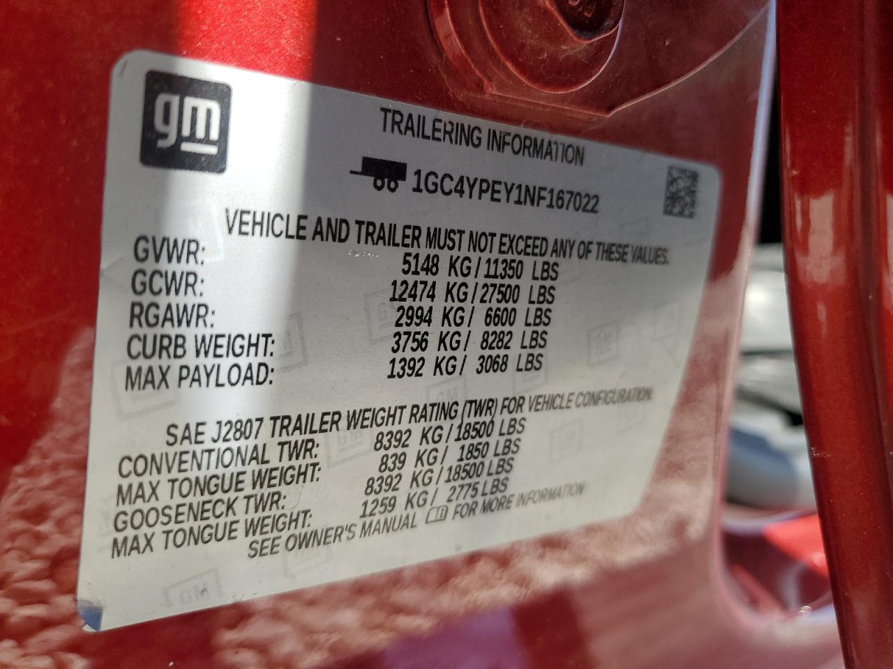 2022 CHEVROLET SILVERADO K2500 HEAVY DUTY LTZ VIN:1GC4YPEY1NF167022