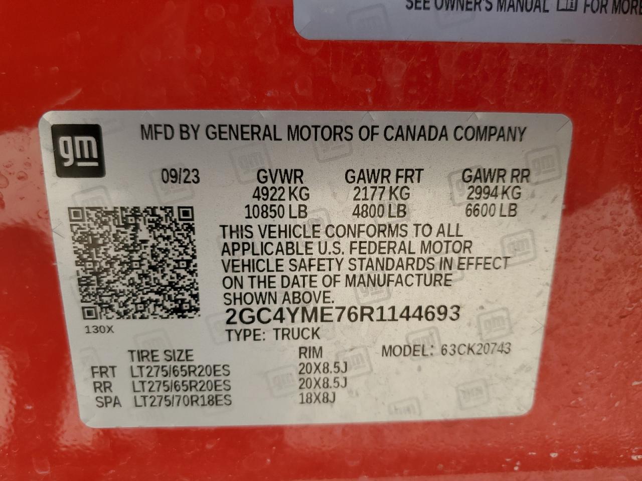 2024 CHEVROLET SILVERADO K2500 CUSTOM VIN:2GC4YME76R1144693