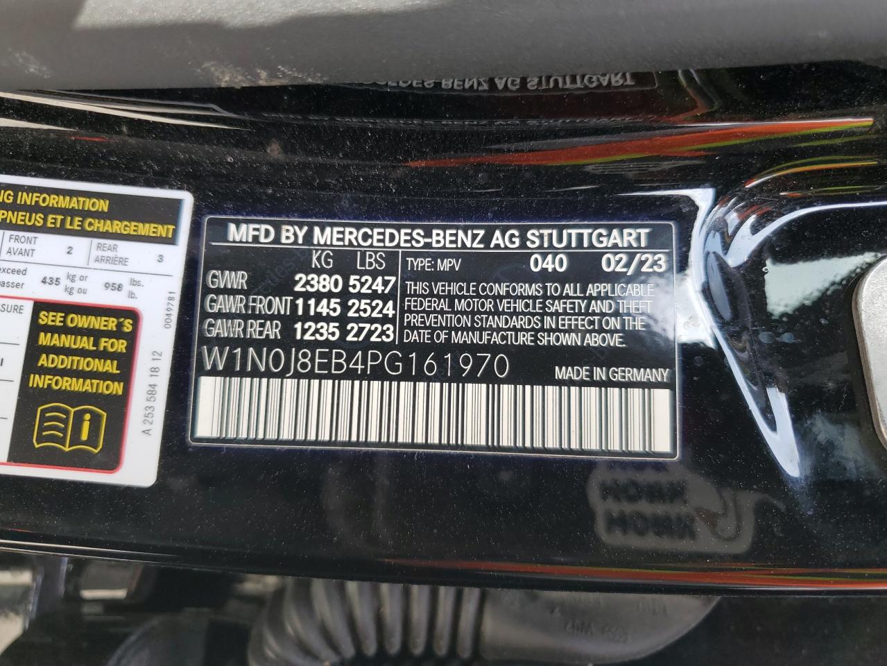 2023 MERCEDES-BENZ GLC COUPE 300 4MATIC VIN:W1N0J8EB4PG161970