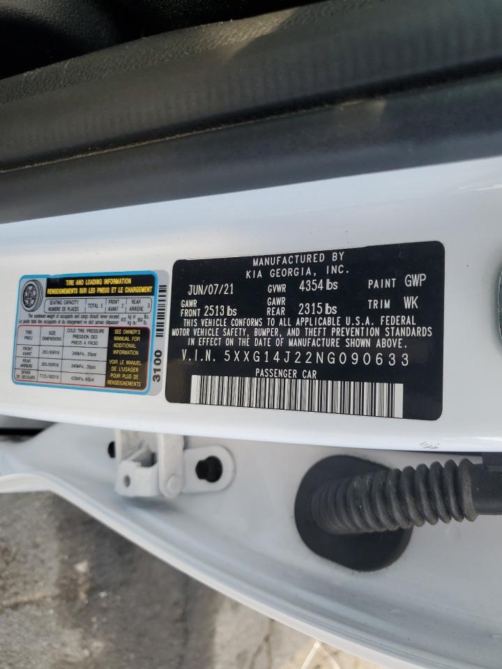 2022 KIA K5 LXS VIN:5XXG14J22NG090633