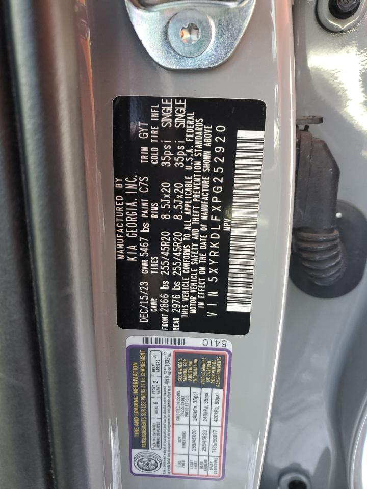 2023 KIA SORENTO SX VIN:5XYRKDLFXPG252920