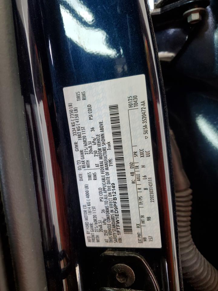 2023 FORD F150 SUPERCREW VIN:1FTFW1ED9PFB12149