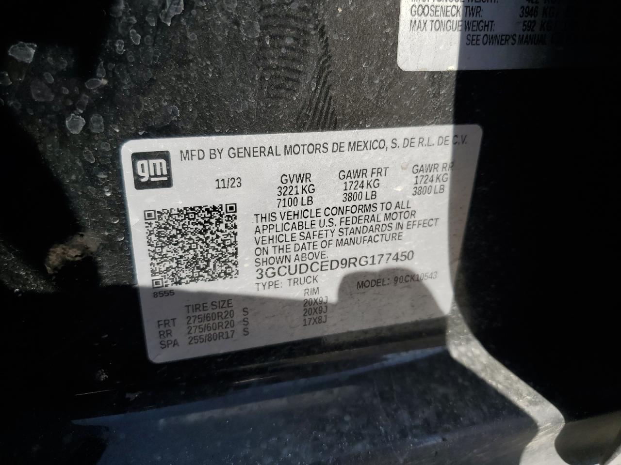 2024 CHEVROLET SILVERADO K1500 TRAIL BOSS CUSTOM VIN:4JGDA5HB7CA026607