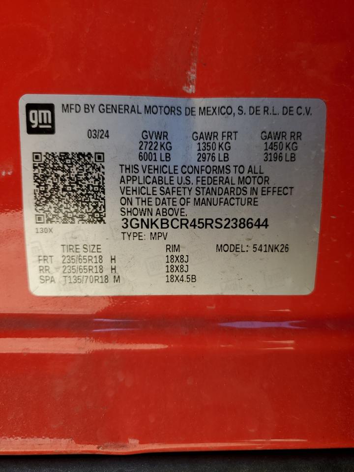 2024 CHEVROLET BLAZER 2LT VIN:3GNKBCR45RS238644