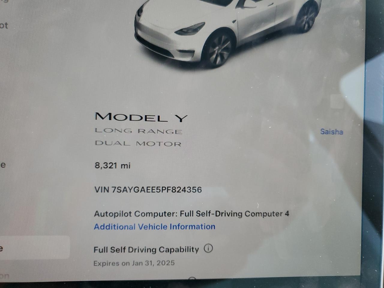 2023 TESLA MODEL Y  VIN:7SAYGAEE5PF824356