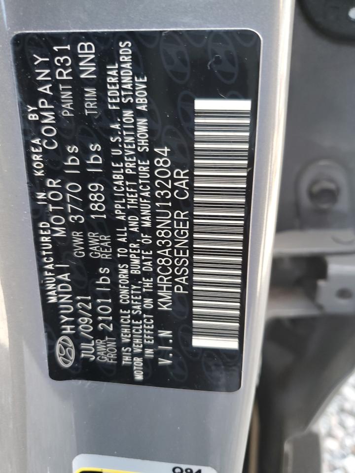 2022 HYUNDAI VENUE SEL VIN:KMHRC8A38NU132084