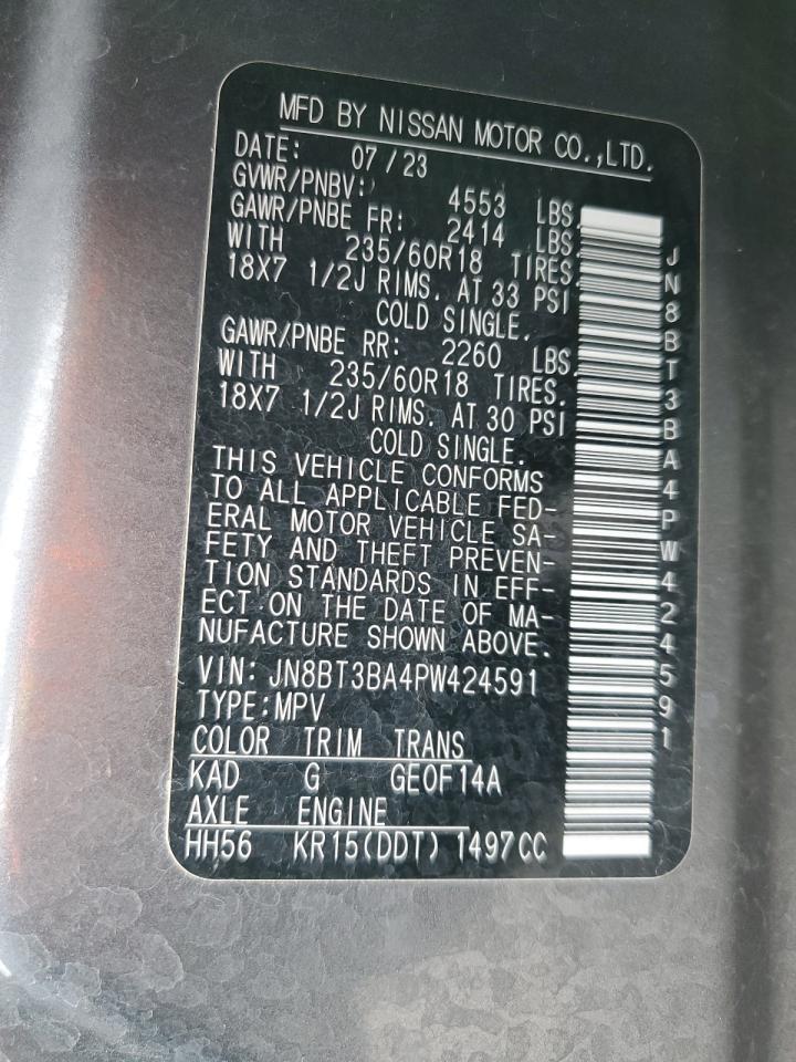 2023 NISSAN ROGUE SV VIN:JN8BT3BA4PW424591