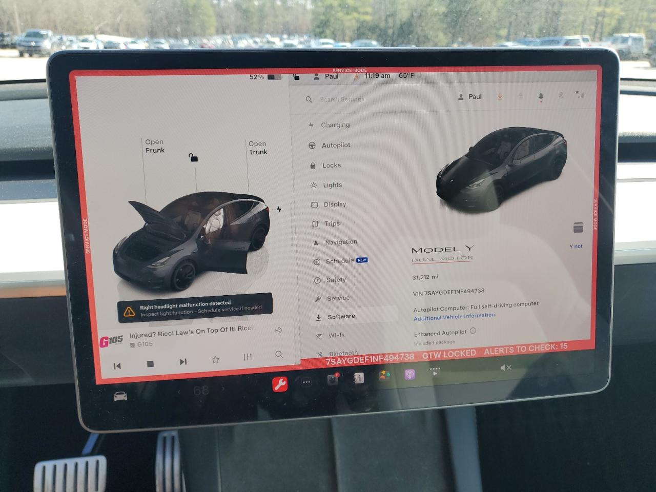 2022 TESLA MODEL Y  VIN:7SAYGDEF1NF494738