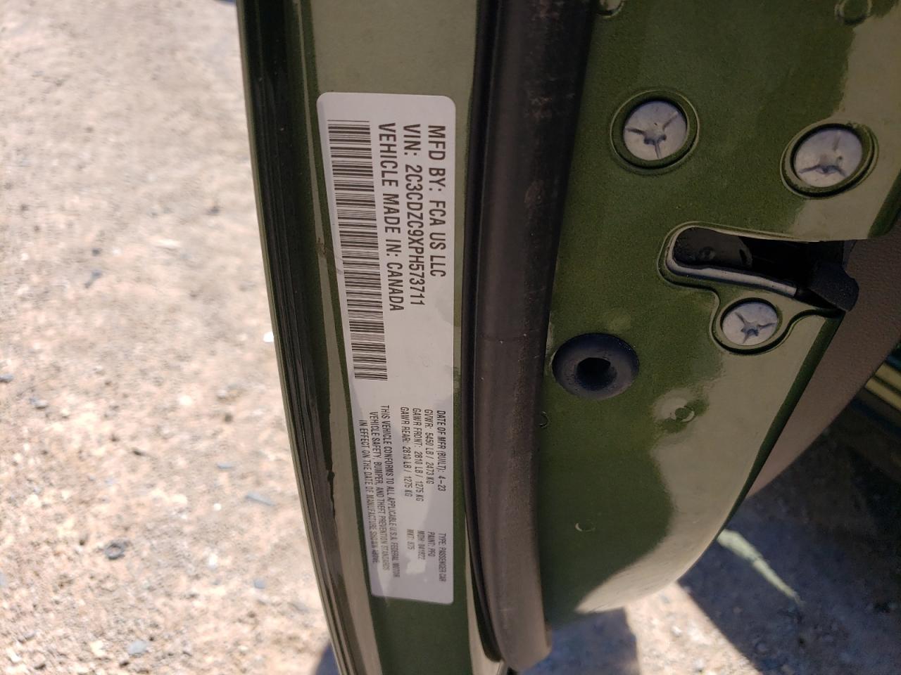 2023 DODGE CHALLENGER SRT HELLCAT VIN:2C3CDZC9XPH573711