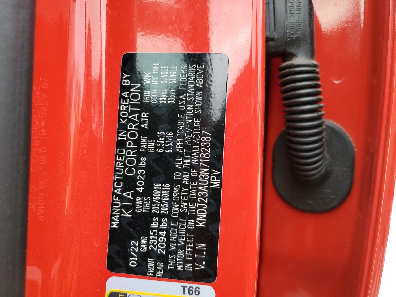 2022 KIA SOUL LX VIN:KNDJ23AU3N7182387