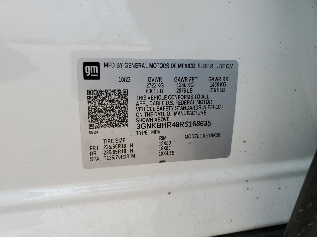 2024 CHEVROLET BLAZER 2LT VIN:3GNKBHR48RS168635