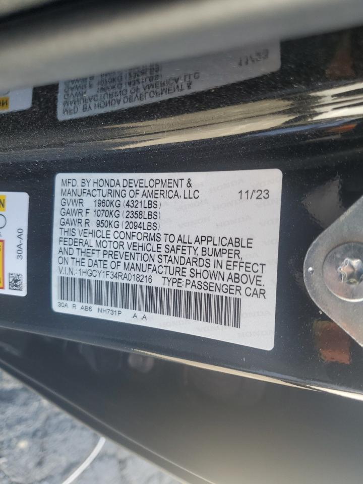 2024 HONDA ACCORD EX VIN:1HGCY1F34RA018216