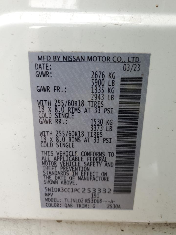 2023 NISSAN PATHFINDER SL VIN:5N1DR3CC1PC253332