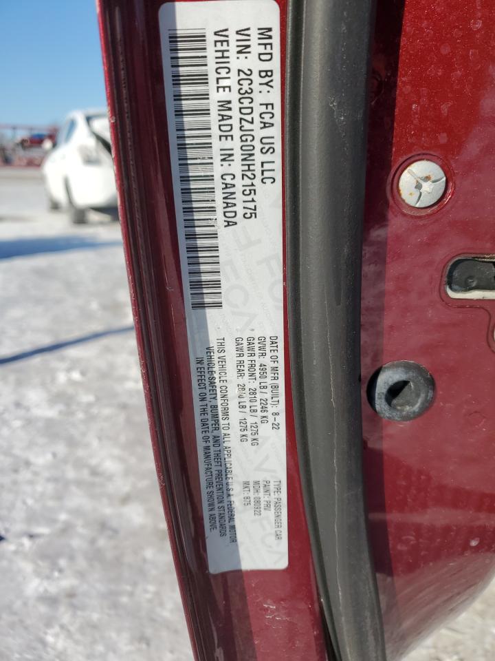 2022 DODGE CHALLENGER GT VIN:2C3CDZJG0NH215175