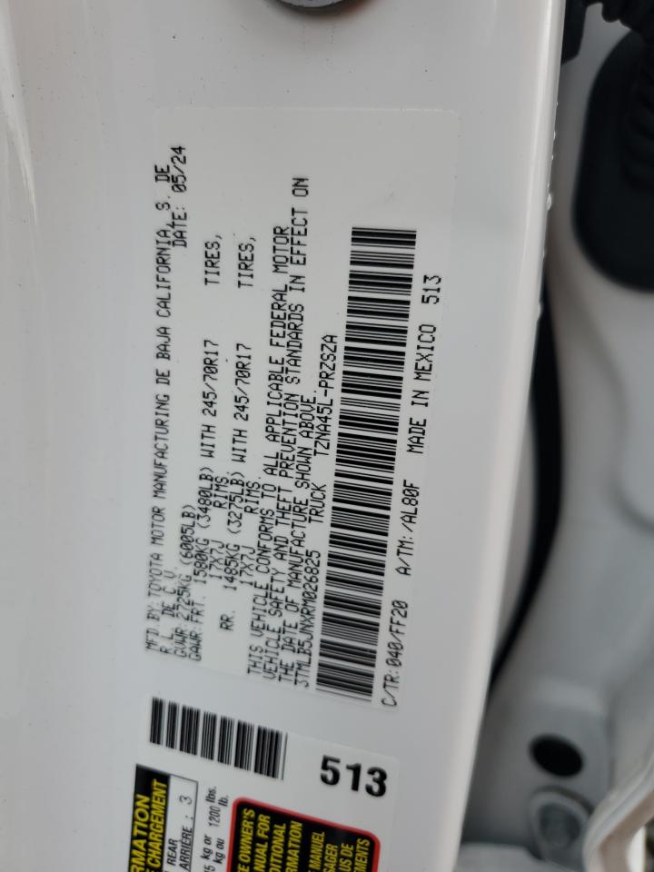 2024 TOYOTA TACOMA DOUBLE CAB VIN:3TMLB5JNXRM026825