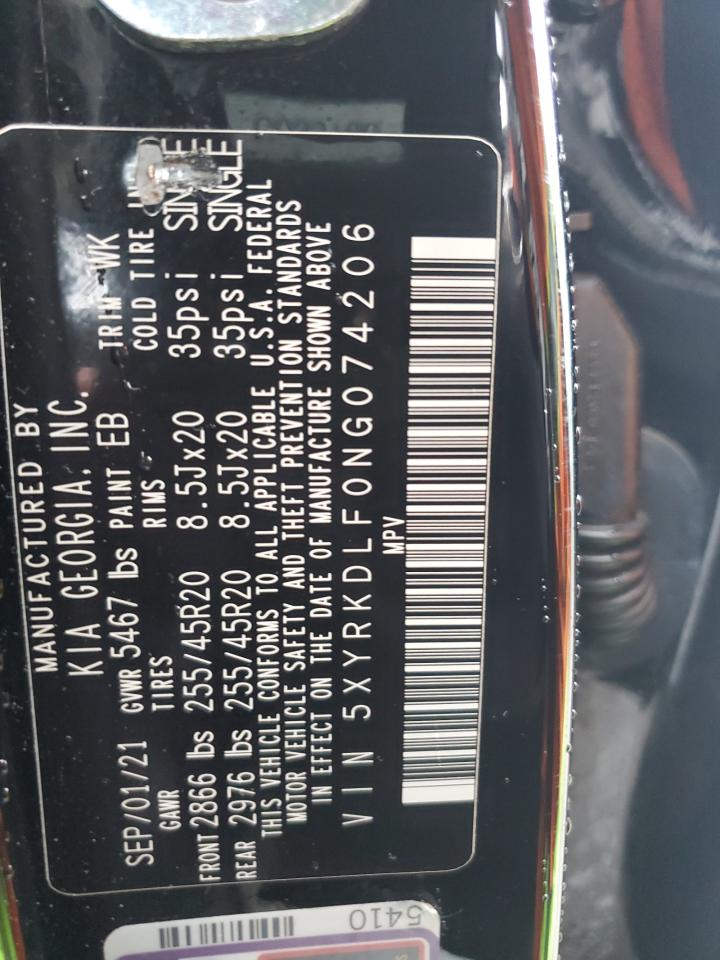 2022 KIA SORENTO SX VIN:5XYRKDLF0NG074206