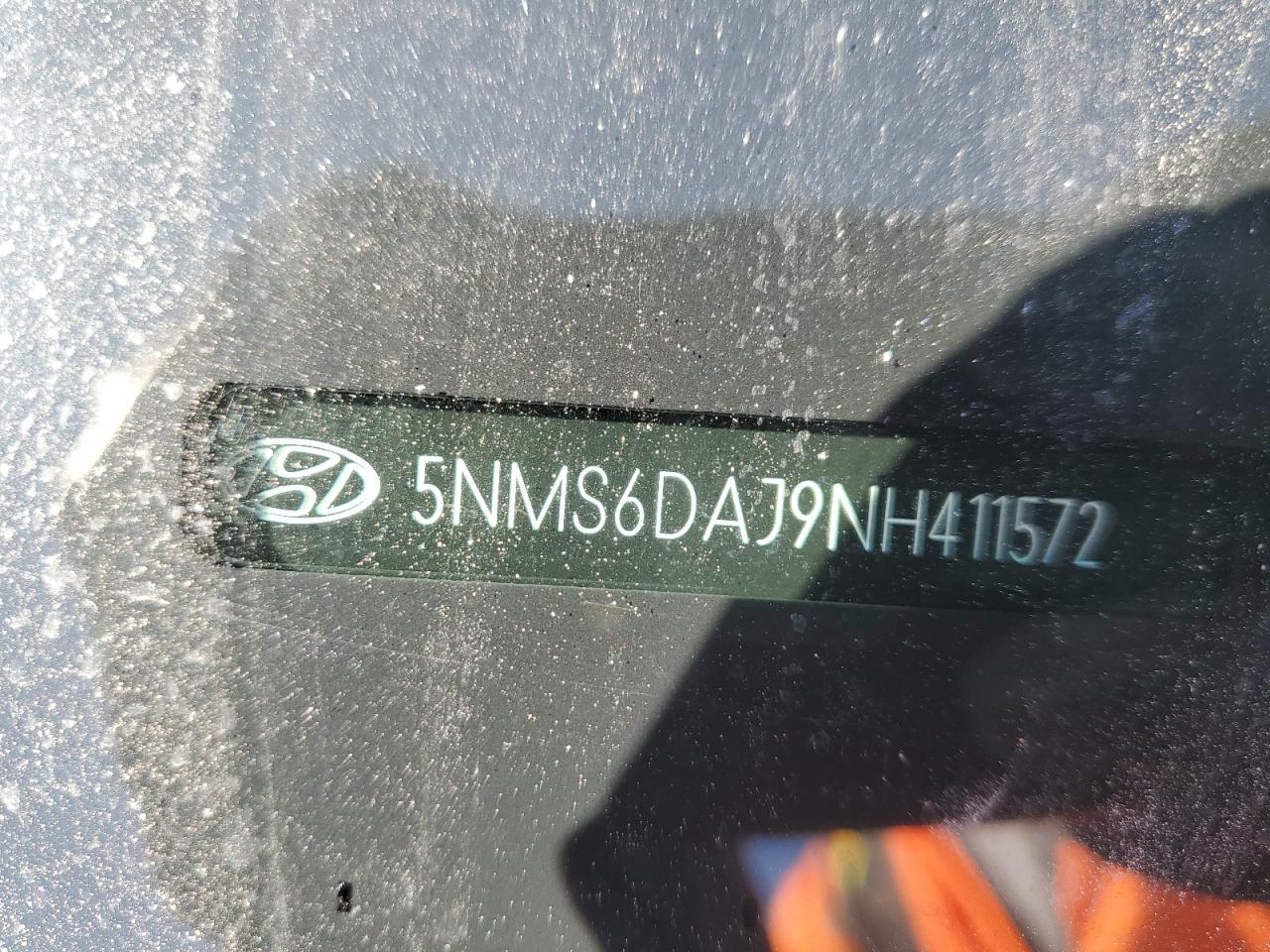 2022 HYUNDAI SANTA FE SEL VIN:5NMS6DAJ9NH411572