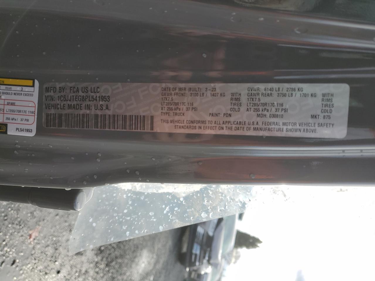 2023 JEEP GLADIATOR MOJAVE VIN:1C6JJTEG8PL541953