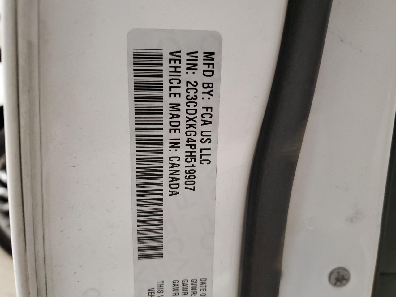 2023 DODGE CHARGER POLICE VIN:2C3CDXKG4PH519907