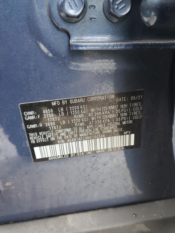 2022 SUBARU OUTBACK PREMIUM VIN:4S4BTAFCXN3100566