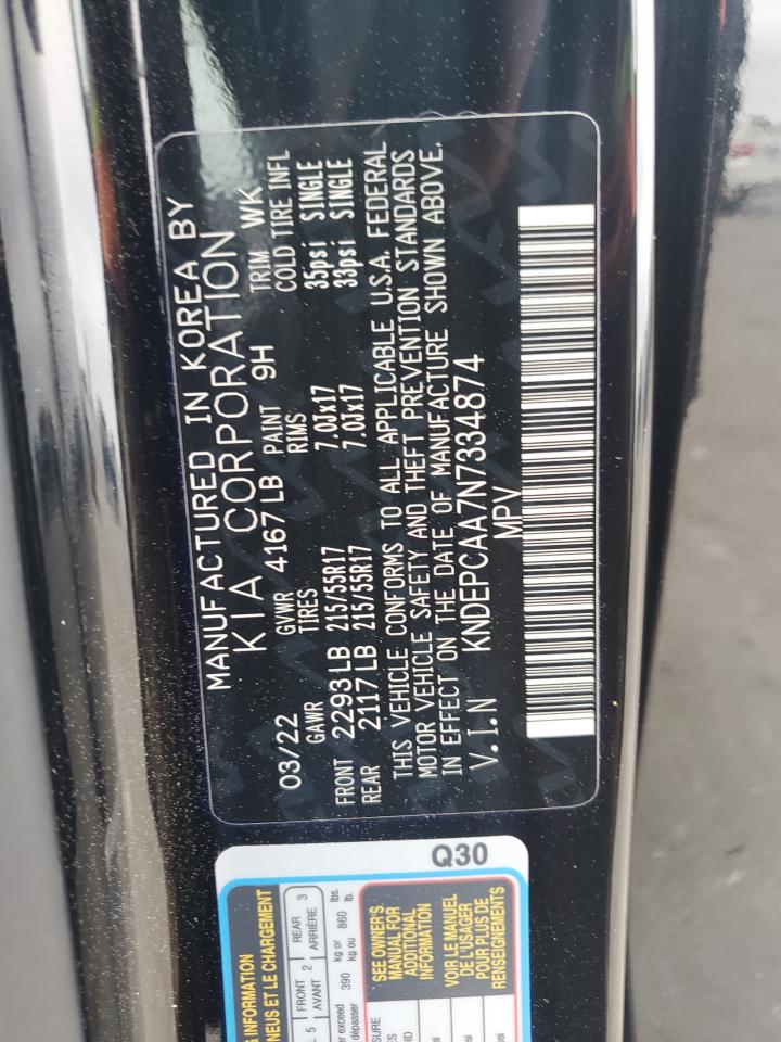 2022 KIA SELTOS LX VIN:KNDEPCAA7N7334874