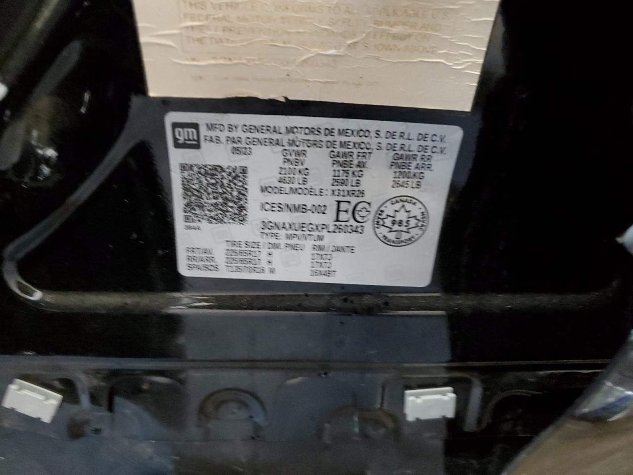 2023 CHEVROLET EQUINOX LT VIN:3GNAXUEGXPL260343