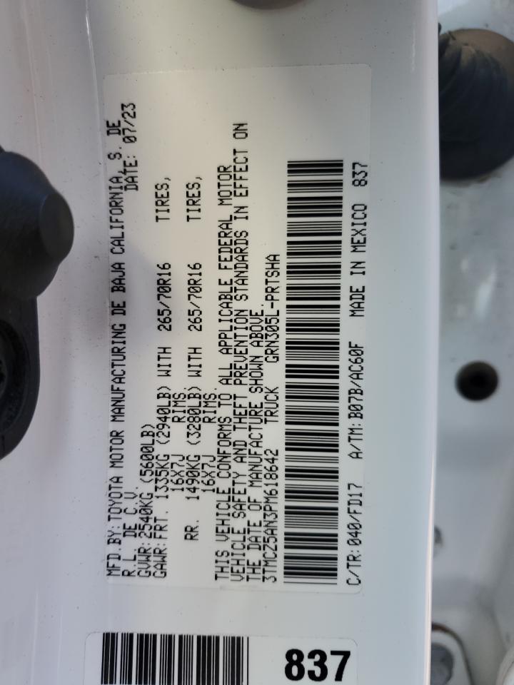 2023 TOYOTA TACOMA DOUBLE CAB VIN:3TMCZ5AN3PM618642