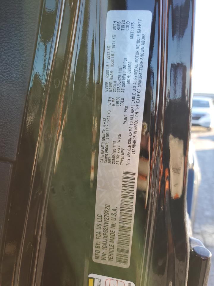 2022 JEEP WRANGLER UNLIMITED SAHARA 4XE VIN:1C4JJXP62NW279220