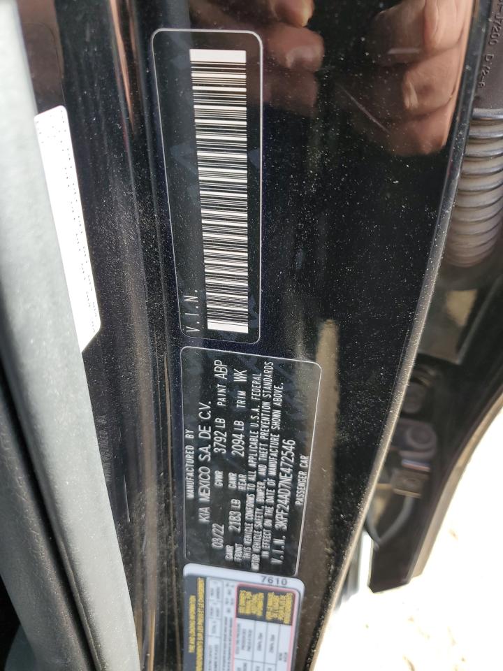 2022 KIA FORTE FE VIN:3KPF24AD7NE472546