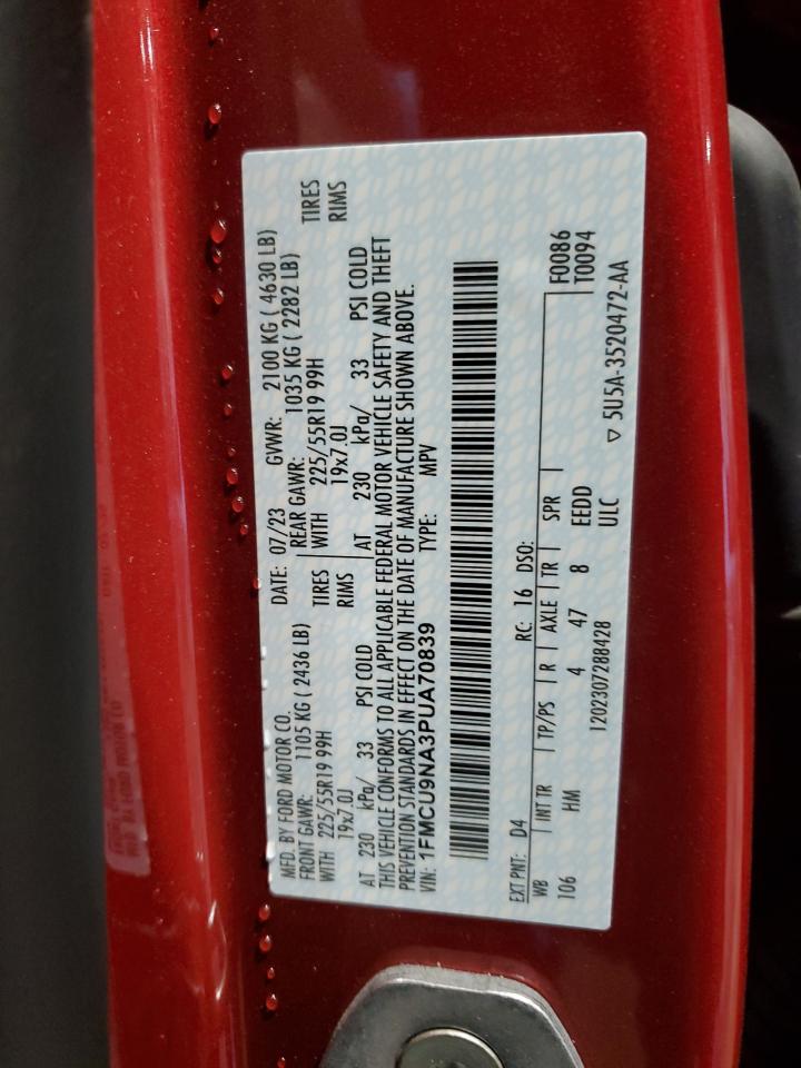 2023 FORD ESCAPE ST LINE SELECT VIN:1FMCU9NA3PUA70839