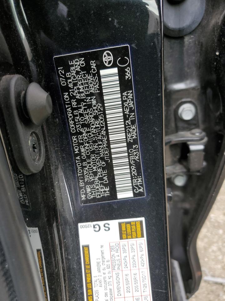 2022 TOYOTA COROLLA LE VIN:JTDEPMAE4NJ205129