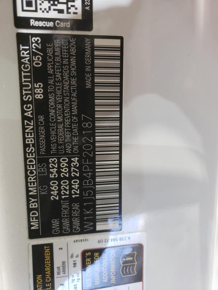 2023 MERCEDES-BENZ E 450 VIN:W1K1J5JB4PF202187