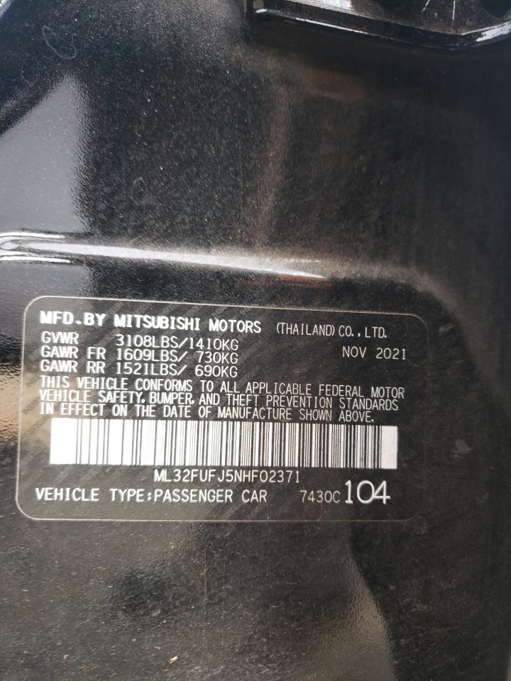 2022 MITSUBISHI MIRAGE G4 ES VIN:ML32FUFJ5NHF02371